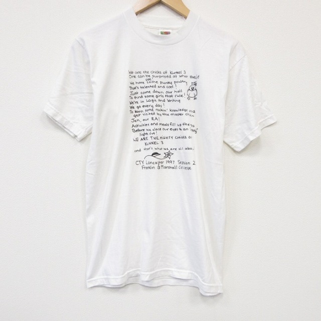 M★古着 フルーツオブザルーム 半袖 ビンテージ Tシャツ メンズ 90年代 90s メッセージ クルーネック ホワイト【spe】 26jul21