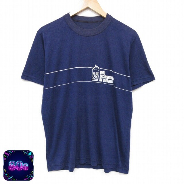 80s 半袖Tシャツ UNID ネイビー メンズL相当 | 古着