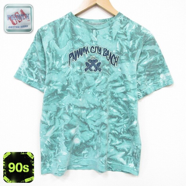 90s 半袖Tシャツ カエル グリーンタイダイ メンズM相当 | 古着