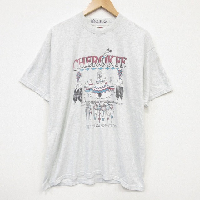 フルーツオブザルーム 00s 半袖Tシャツ インディアン グレー メンズXL相当 | 古着