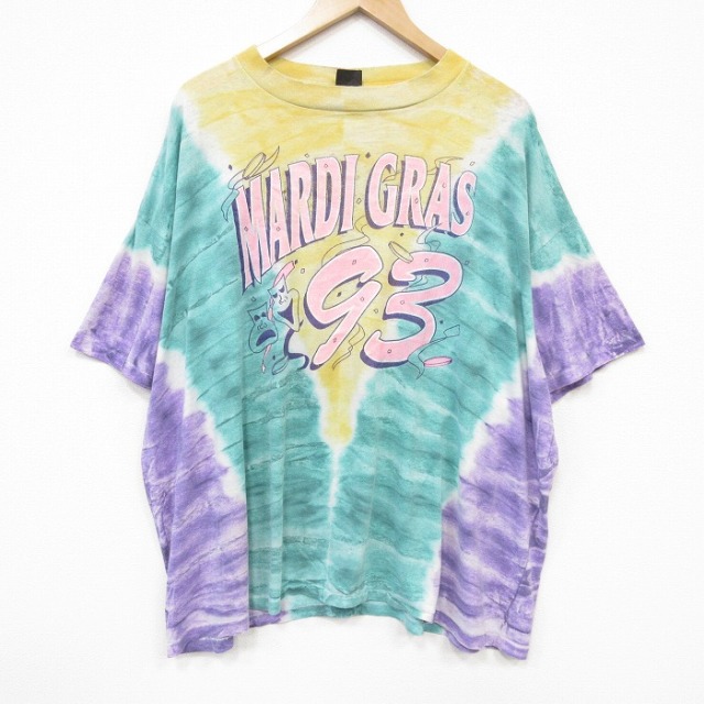 90s 半袖Tシャツ マルディグラ グリーンタイダイ メンズXL相当 | 古着