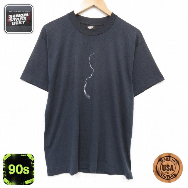 スクリーンスターズ 90s 半袖Tシャツ メッセージ ブラック メンズL相当 | 古着