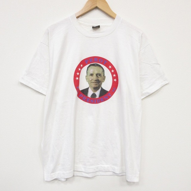 XL★古着 スクリーンスターズ 半袖 ビンテージ Tシャツ メンズ 90年代 90s ロスペロー大統領候補 クルーネック USA製 ホワイト【spe】 26jul21