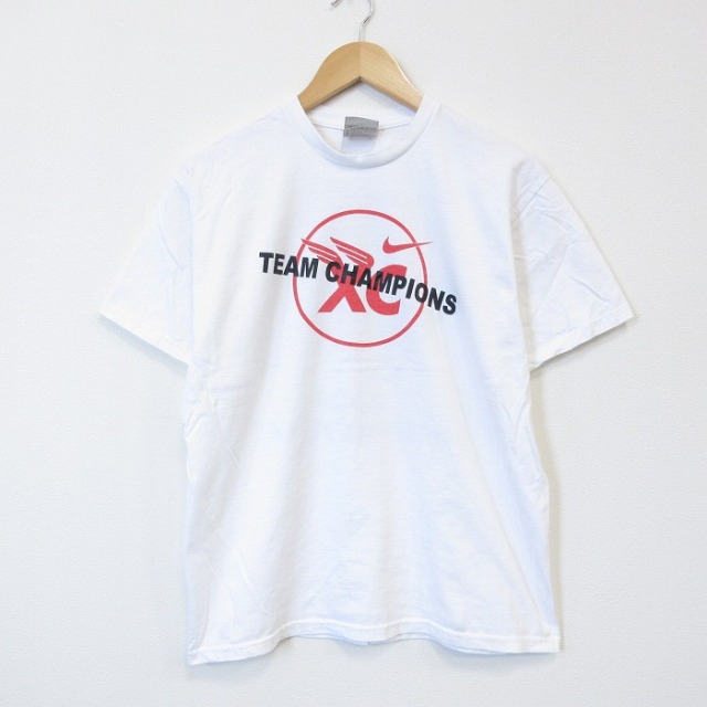 M★古着 ナイキ NIKE 半袖 ビンテージ Tシャツ メンズ 00年代 00s チームチャンピオン コットン クルーネック ホワイト 26jul27