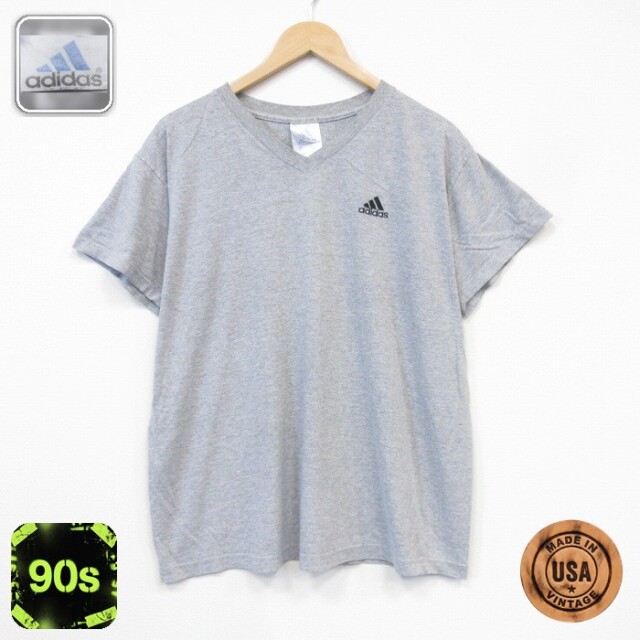 アディダス 90s 半袖Tシャツ ワンポイントロゴ グレー メンズXL相当 | 古着
