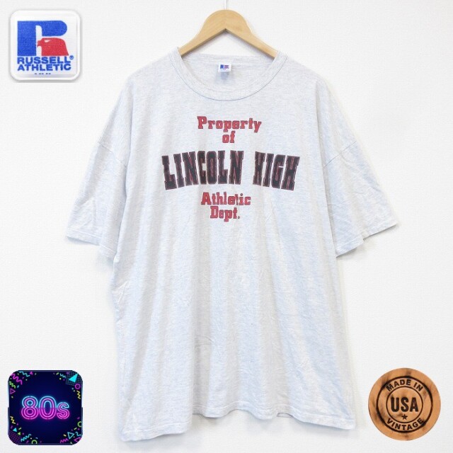 ラッセル 80s 半袖Tシャツ リンカーン グレー メンズXL相当 | 古着