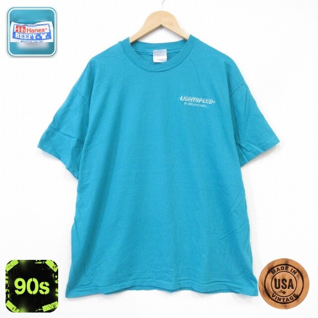 ヘインズ 90s 半袖Tシャツ LIGHTSPEED ライトブルー メンズXL相当 | 古着