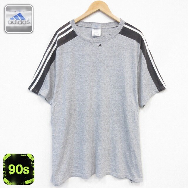 アディダス 90s 半袖Tシャツ ワンポイントロゴ グレー メンズXL相当 | 古着