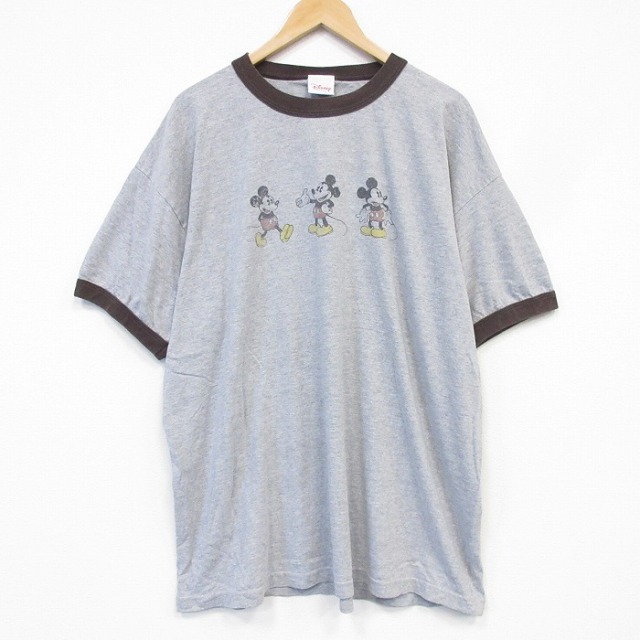 00s 半袖Tシャツ ディズニー ミッキー グレー メンズXL相当 | 古着