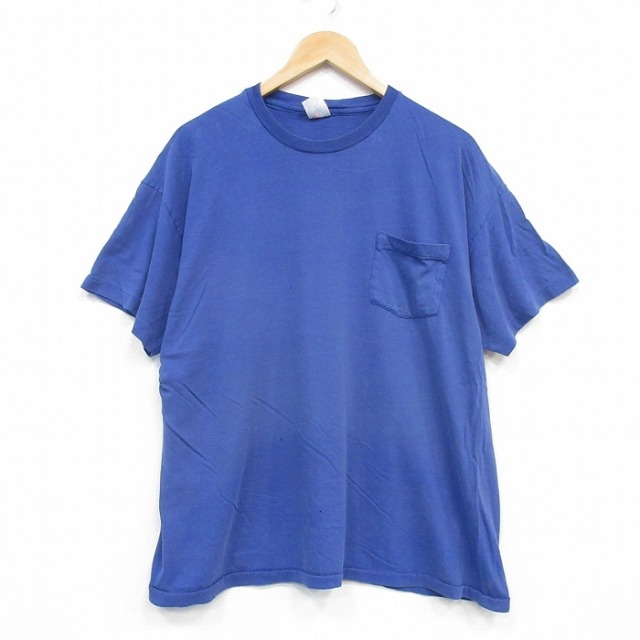 ヘインズ 90s 半袖Tシャツ 胸ポケット付き ブルー メンズXL相当 | 古着