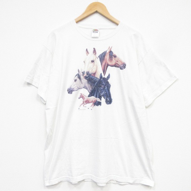フルーツオブザルーム 00s 半袖Tシャツ 馬 ホワイト メンズXL相当 | 古着