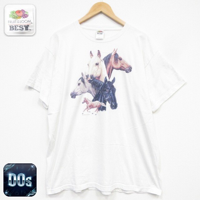 フルーツオブザルーム 00s 半袖Tシャツ 馬 ホワイト メンズXL相当 | 古着