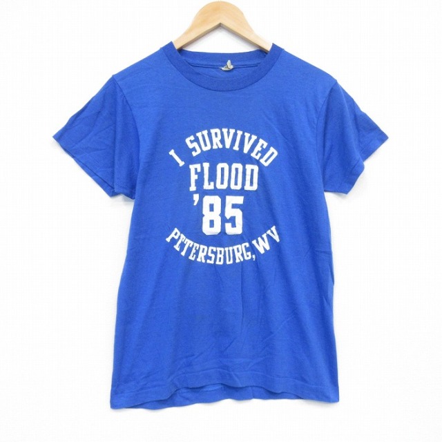 スクリーンスターズ 80s 半袖Tシャツ FLOOD ブルー メンズS相当 | 古着