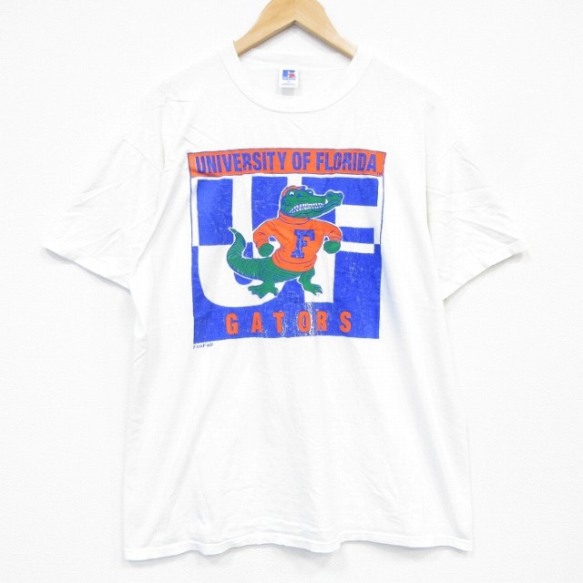 ラッセル 80s 半袖Tシャツ フロリダゲイターズカレッジ ホワイト メンズXL相当 | 古着