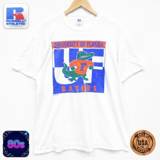 ラッセル 80s 半袖Tシャツ フロリダゲイターズカレッジ ホワイト メンズXL相当 | 古着