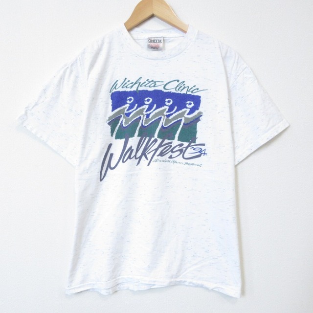 オニータ 90s 半袖Tシャツ WALK ホワイト霜降り L | 古着 26aug27