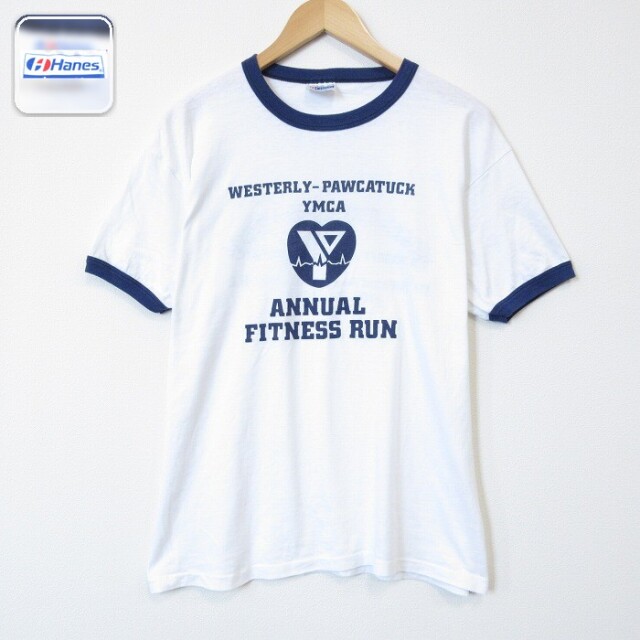 ヘインズ 80s 半袖Tシャツ YMCA RUN ホワイト L | 古着 26aug27