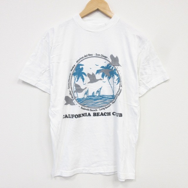 80s 半袖Tシャツ カリフォルニアビーチ ホワイト メンズM相当 | 古着