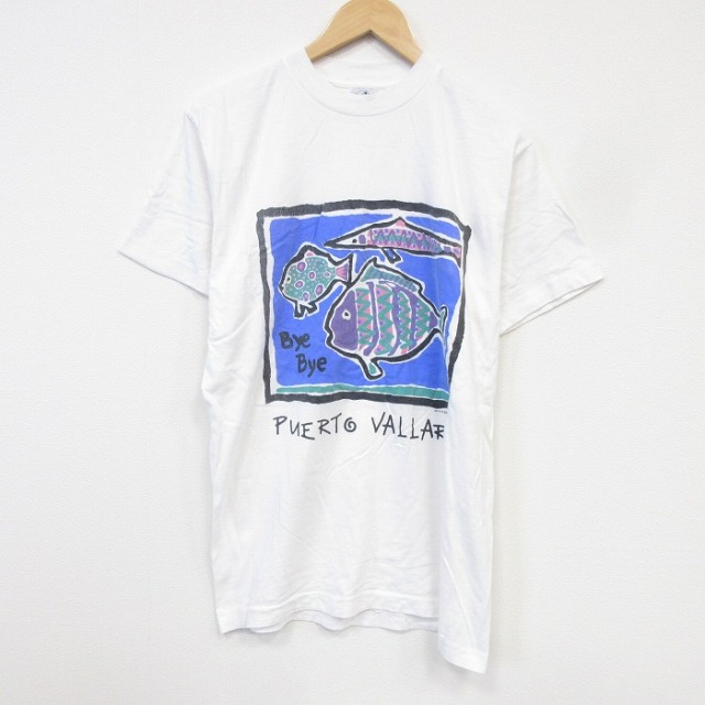 90s 半袖Tシャツ 魚 ホワイト メンズL相当 | 古着
