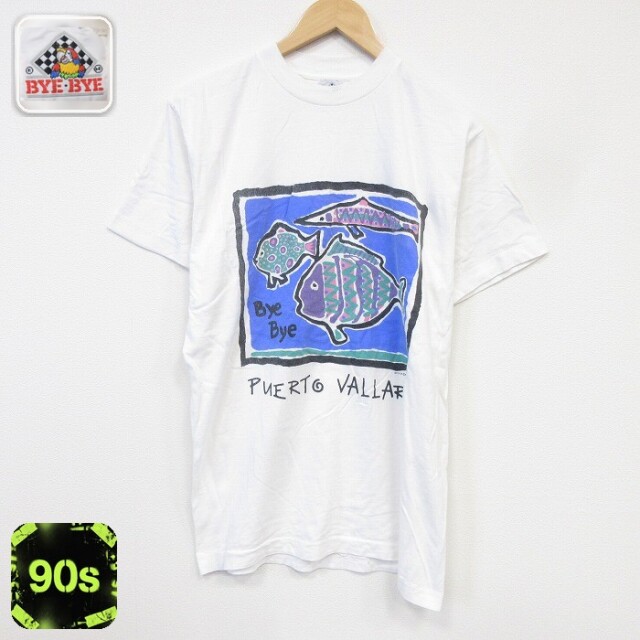 90s 半袖Tシャツ 魚 ホワイト メンズL相当 | 古着