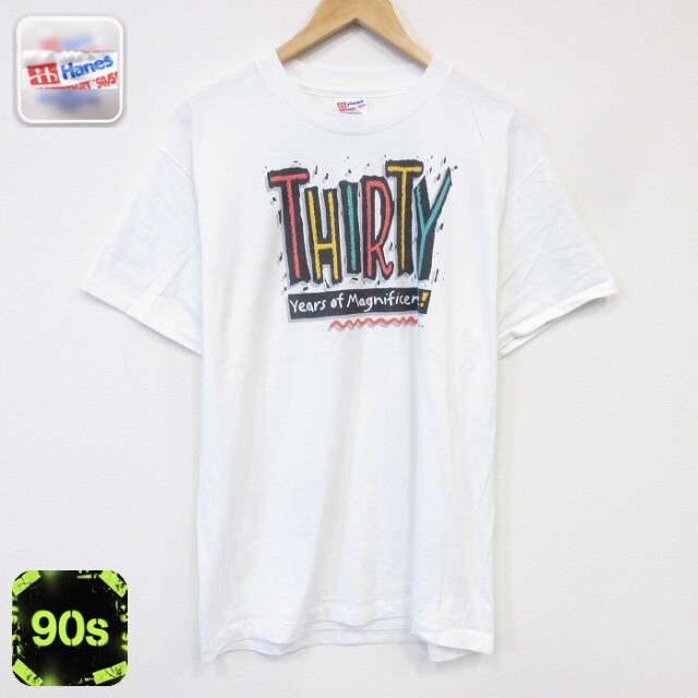 ヘインズ 90s 半袖Tシャツ THIRTY ホワイト メンズL相当 | 古着