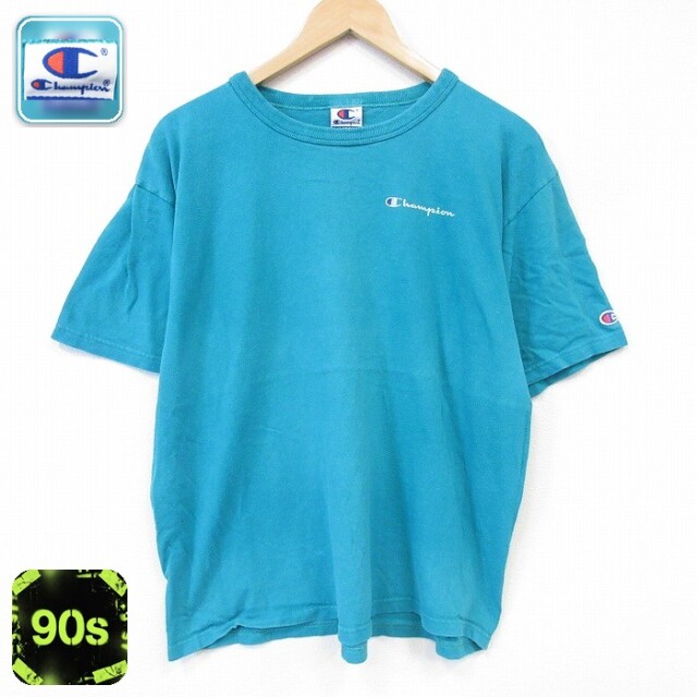 チャンピオン 90s 半袖Tシャツ ワンポイントロゴ グリーン メンズXL相当 | 古着