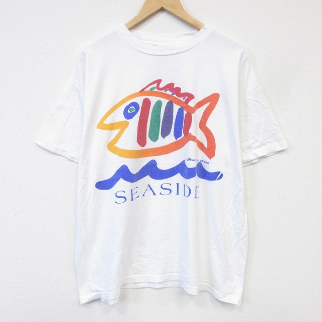 80s 半袖Tシャツ 魚 ホワイト メンズXL相当 | 古着