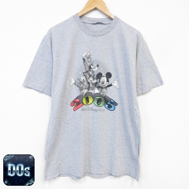 00s 半袖Tシャツ ディズニー ミッキー グレー メンズL相当 | 古着
