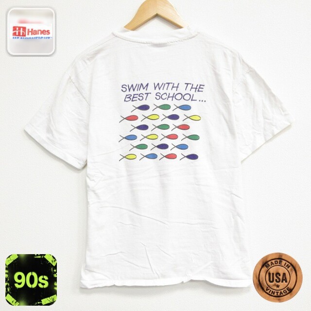 ヘインズ 90s 半袖Tシャツ スクール ホワイト メンズL相当 | 古着