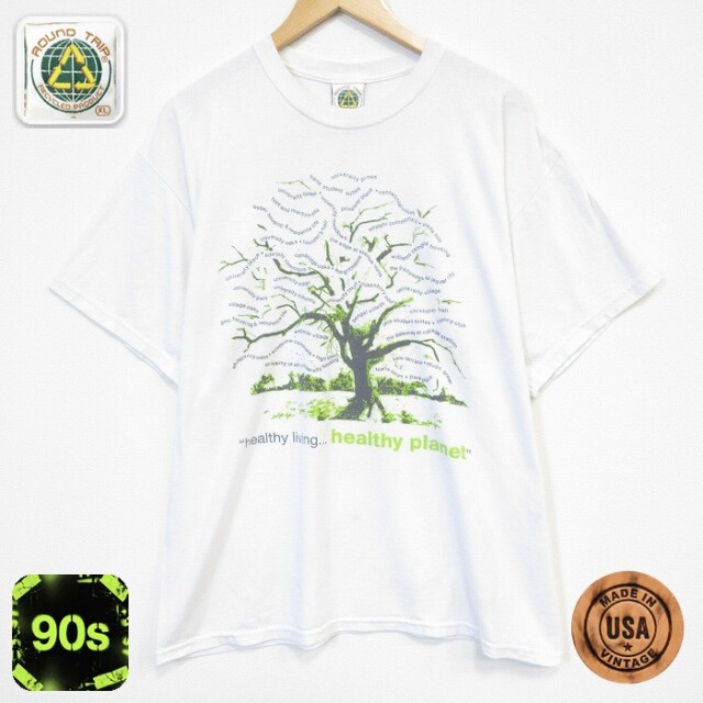 90s 半袖Tシャツ 木 ホワイト メンズXL相当 | 古着