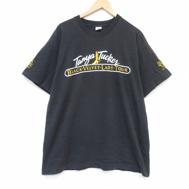フルーツオブザルーム 90s 半袖Tシャツ ブラックベルベット ブラック メンズXL相当 | 古着