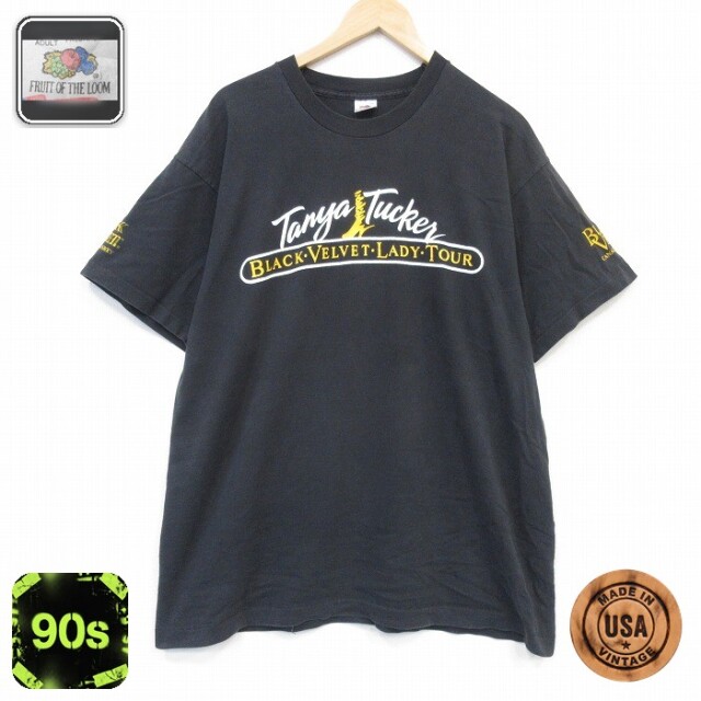 フルーツオブザルーム 90s 半袖Tシャツ ブラックベルベット ブラック メンズXL相当 | 古着
