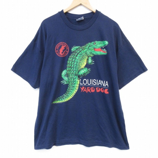 ヘインズ 00s 半袖Tシャツ ワニ ネイビー メンズXL相当 | 古着
