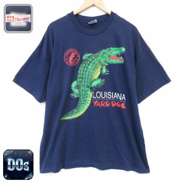 ヘインズ 00s 半袖Tシャツ ワニ ネイビー メンズXL相当 | 古着