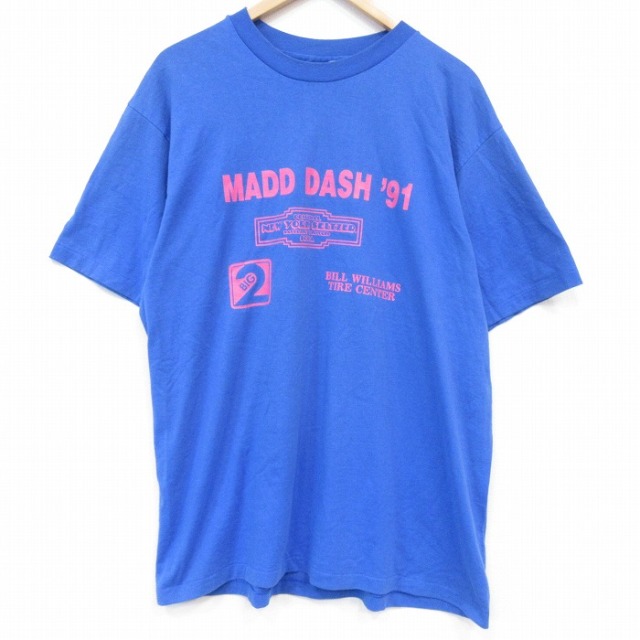 ヘインズ 90s 半袖Tシャツ MADD DASH ブルー メンズXL相当 | 古着