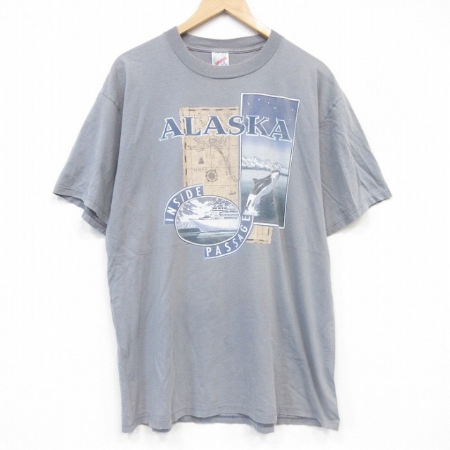 90s 半袖Tシャツ アラスカ グレー メンズXL相当 | 古着