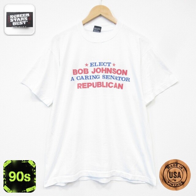 スクリーンスターズ 90s 半袖Tシャツ ボブジョンソン ホワイト メンズXL相当 | 古着