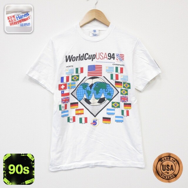 90s 半袖Tシャツ サッカーワールドカップ ホワイト メンズS相当 | 古着