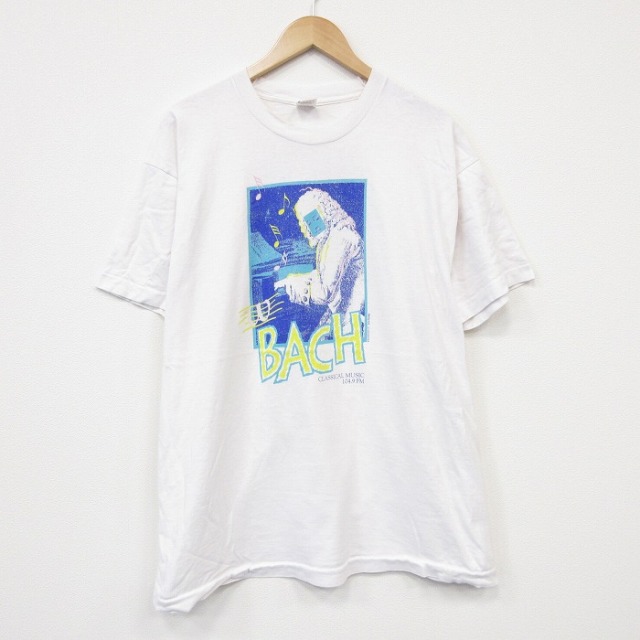 XL★古着 フルーツオブザルーム 半袖 ビンテージ Tシャツ メンズ 90年代 90s バッハ コットン クルーネック USA製 ホワイト【spe】 26jul28