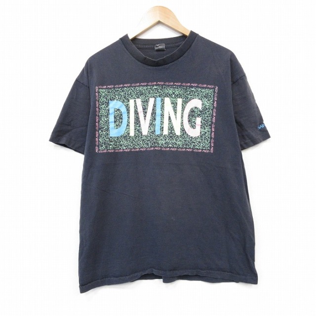 90s 半袖Tシャツ DIVING ブラック メンズXL相当 | 古着