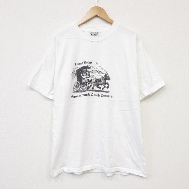 90s 半袖Tシャツ 馬車 ホワイト メンズL相当 | 古着