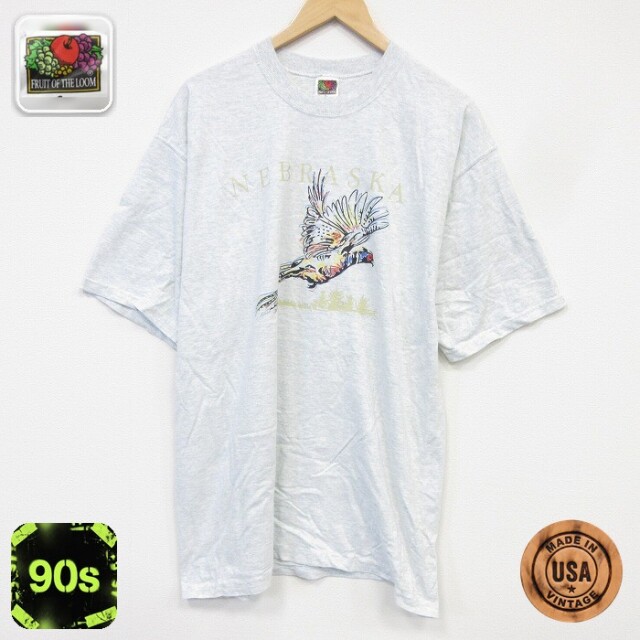 フルーツオブザルーム 90s 半袖Tシャツ 霜降り グレー メンズXL相当 | 古着