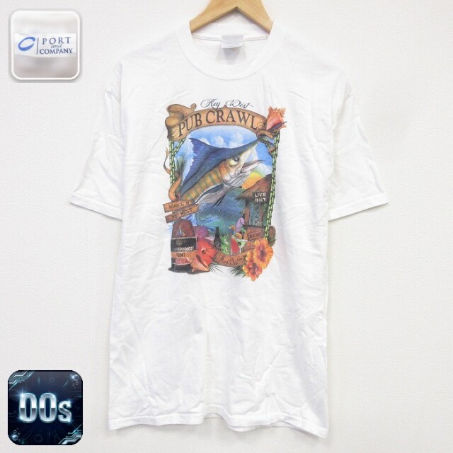 00s 半袖Tシャツ 魚 ホワイト メンズL相当 | 古着