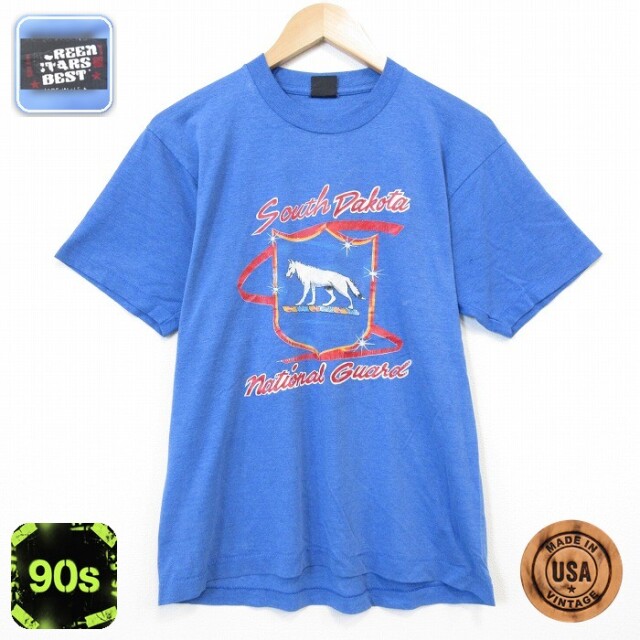 スクリーンスターズ 90s 半袖Tシャツ オオカミ ブルー メンズL相当 | 古着