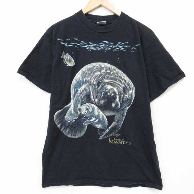 90s 半袖Tシャツ マナティ ブラック メンズL相当 | 古着