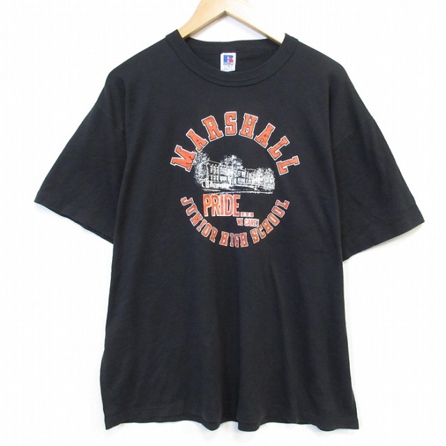 ラッセル 80s 半袖Tシャツ MARSHALL ブラック メンズXL相当 | 古着