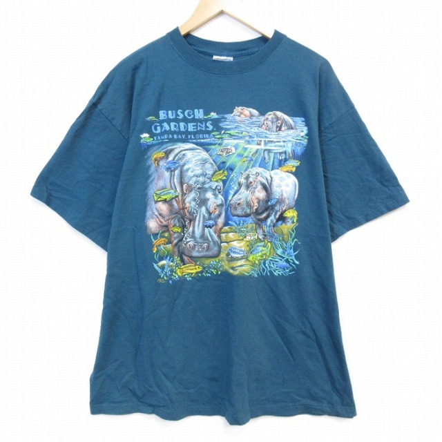 90s 半袖Tシャツ カバ グリーン メンズXL相当 | 古着