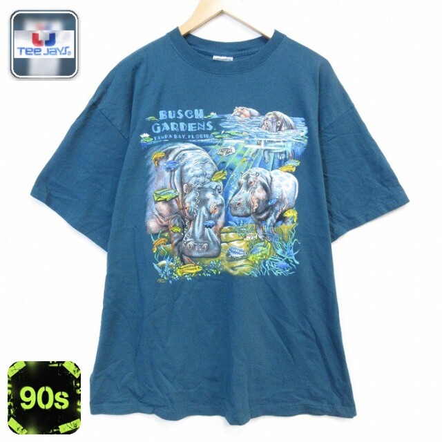 90s 半袖Tシャツ カバ グリーン メンズXL相当 | 古着