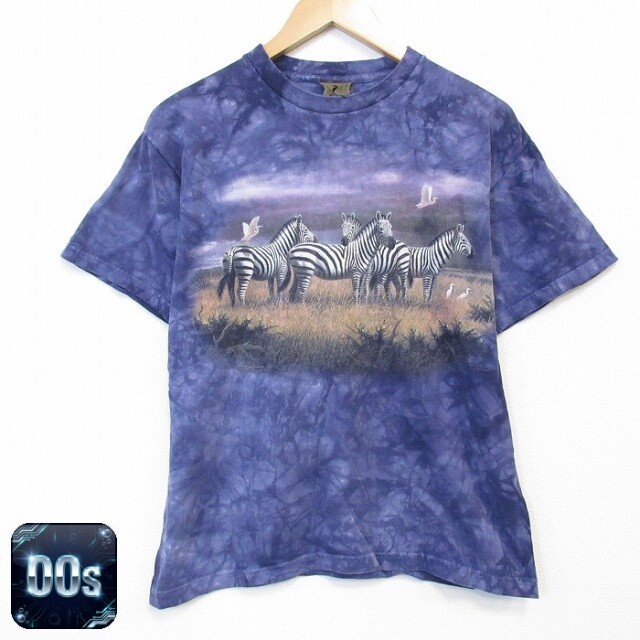 00s 半袖Tシャツ シマウマ パープルタイダイ メンズL相当 | 古着