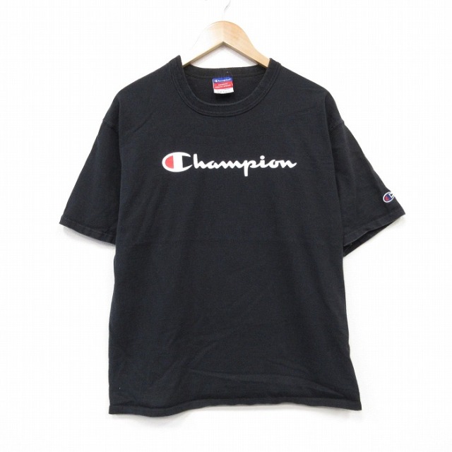 チャンピオン 00s 半袖Tシャツ ビッグロゴ ブラック メンズL相当 | 古着